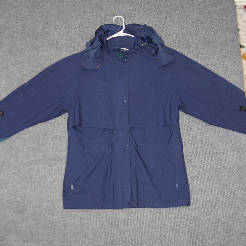 Vintage Eddie Bauer Gore-Tex Jacket Womens‎ L Blue Rain Coat Hooded Gorpcore
